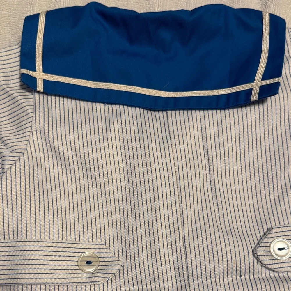 Blue and White Sailor Romper - 12 months